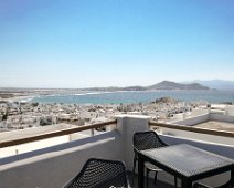 Naxos 2017 Aussicht auf Agios Georgios Beach von unserer Dachterasse aus